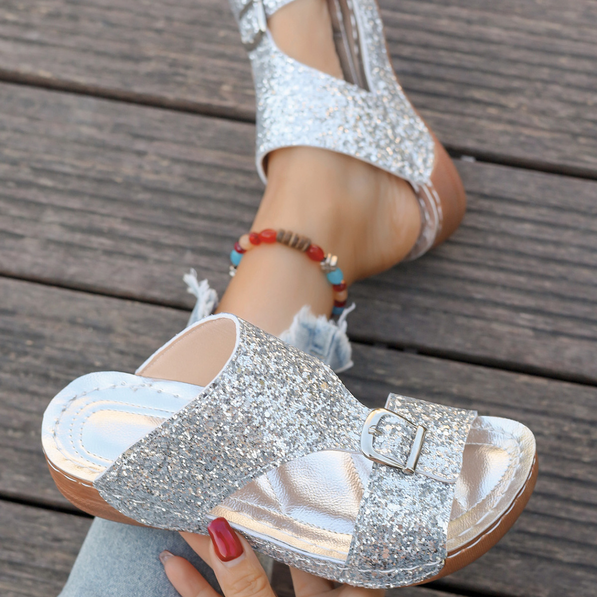 Buckle Decor Open Toe Sandals