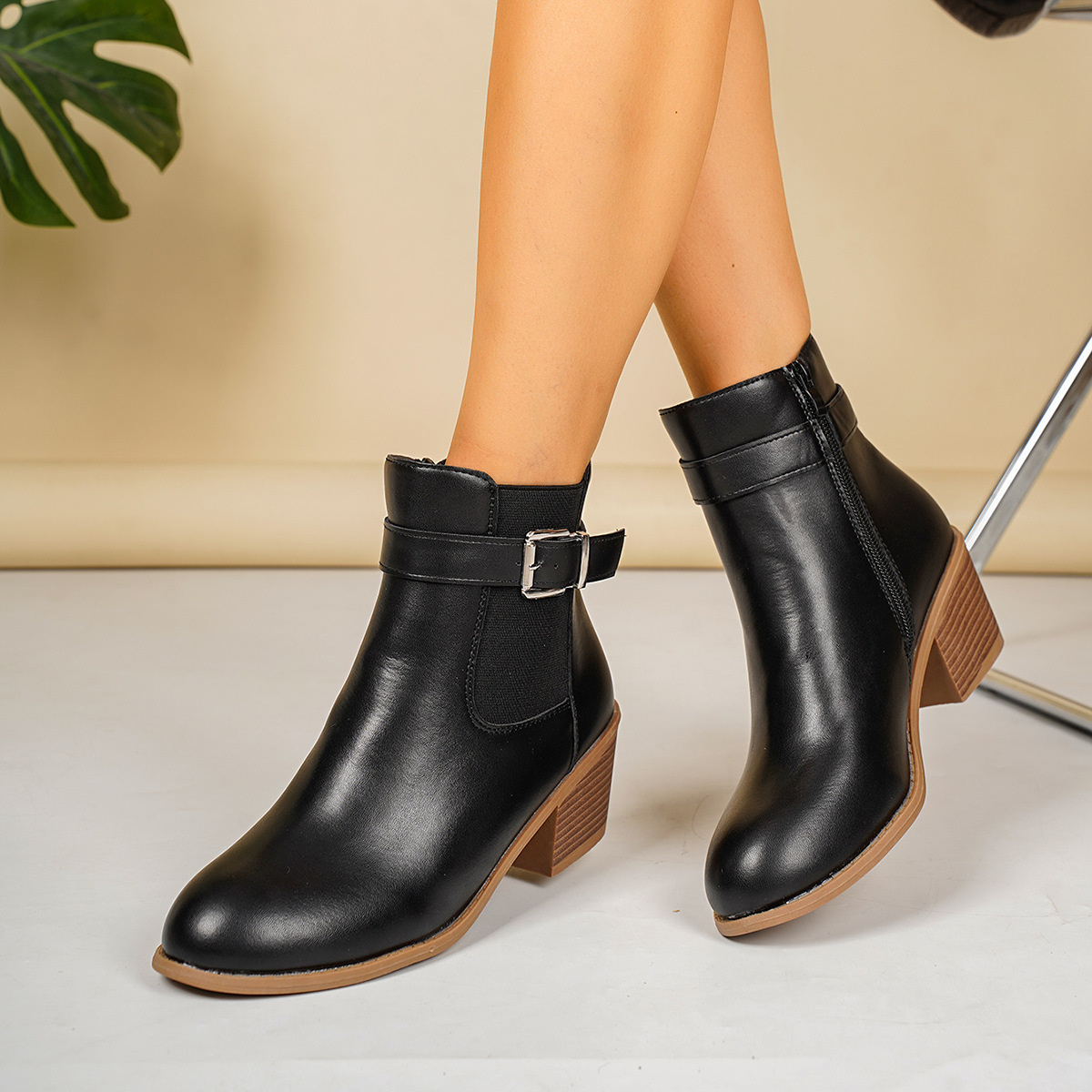 Point Toe Block Heels Boots