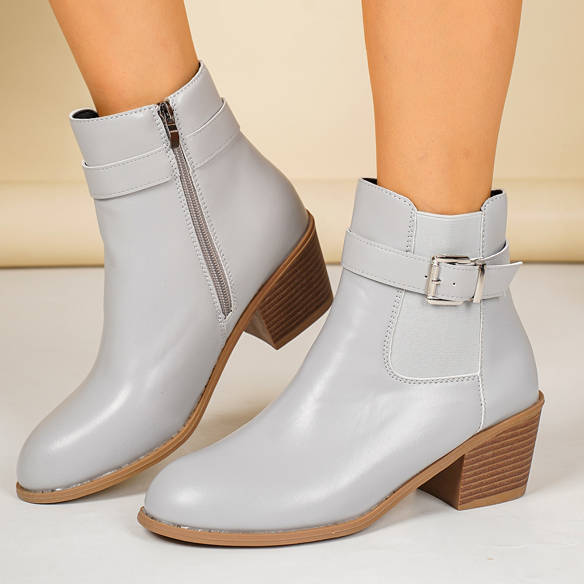 Point Toe Block Heels Boots