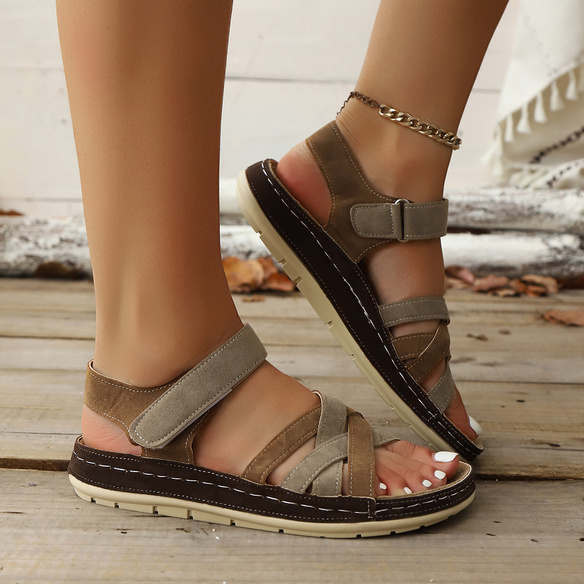 Criss-Cross Open Toe Flats Sandals