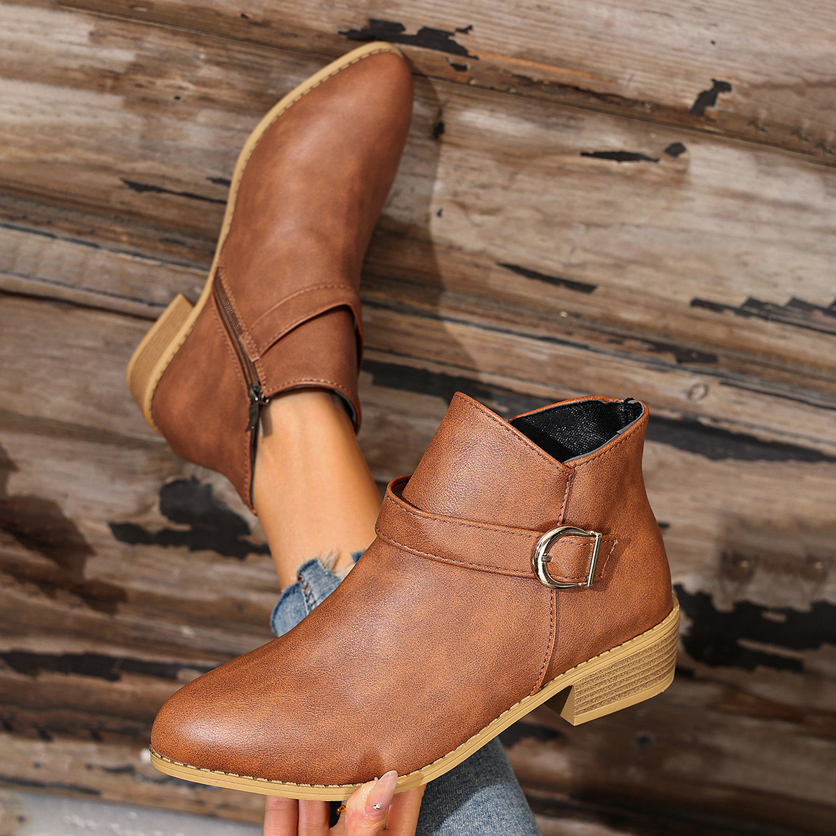 Point Toe Block Heels Boots