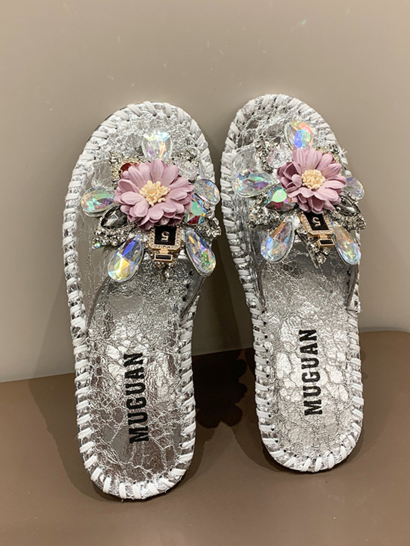 Floral Embellished Slide Sandals