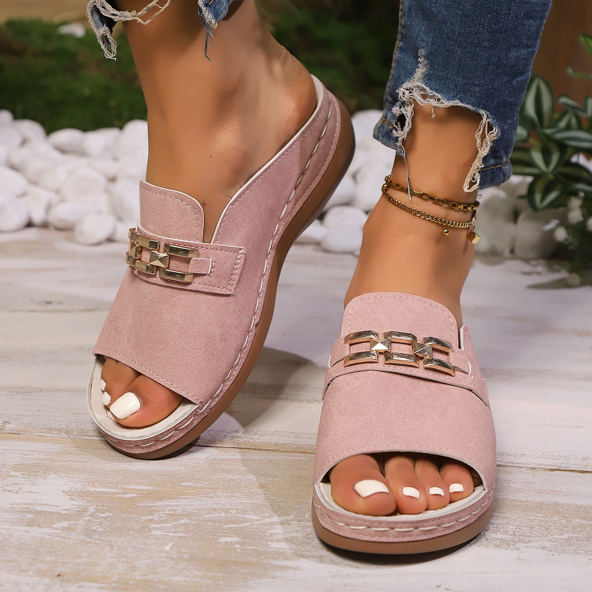 Peep Toe Wedge Sandals