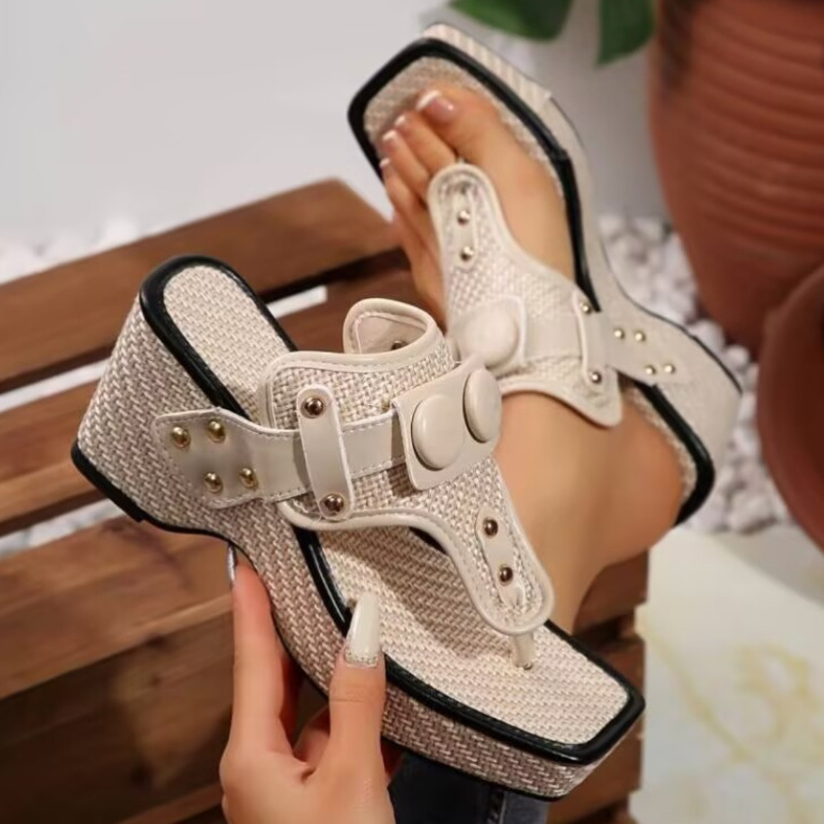 Toe Post Wedge Sandals