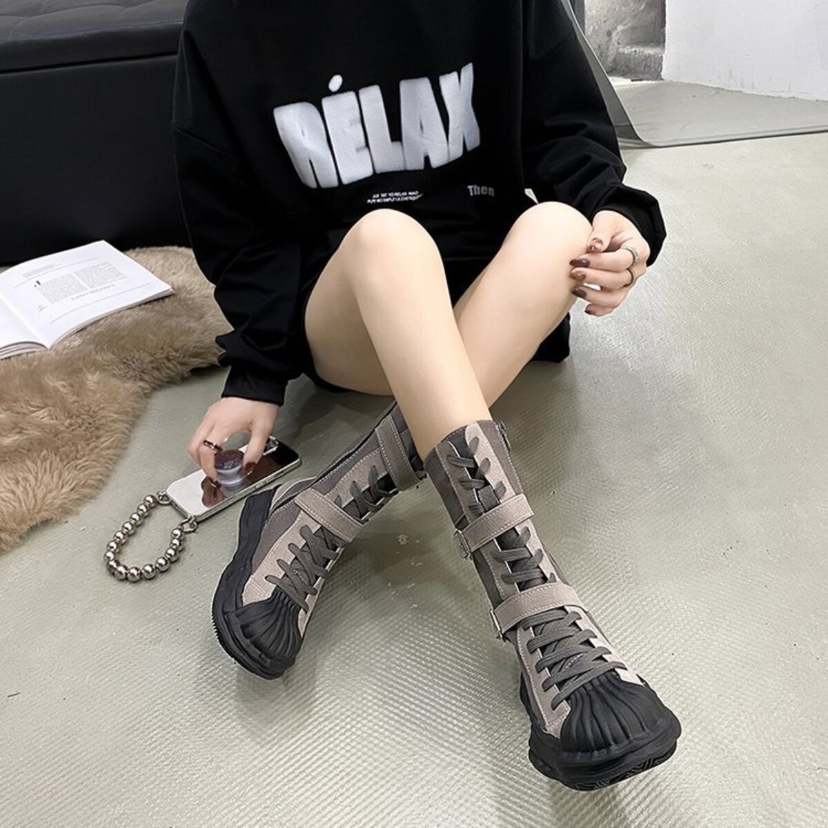 Buckled Lace Up Boots