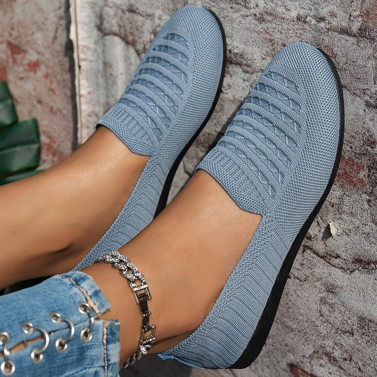 Breathable Knit Slip-On Loafers