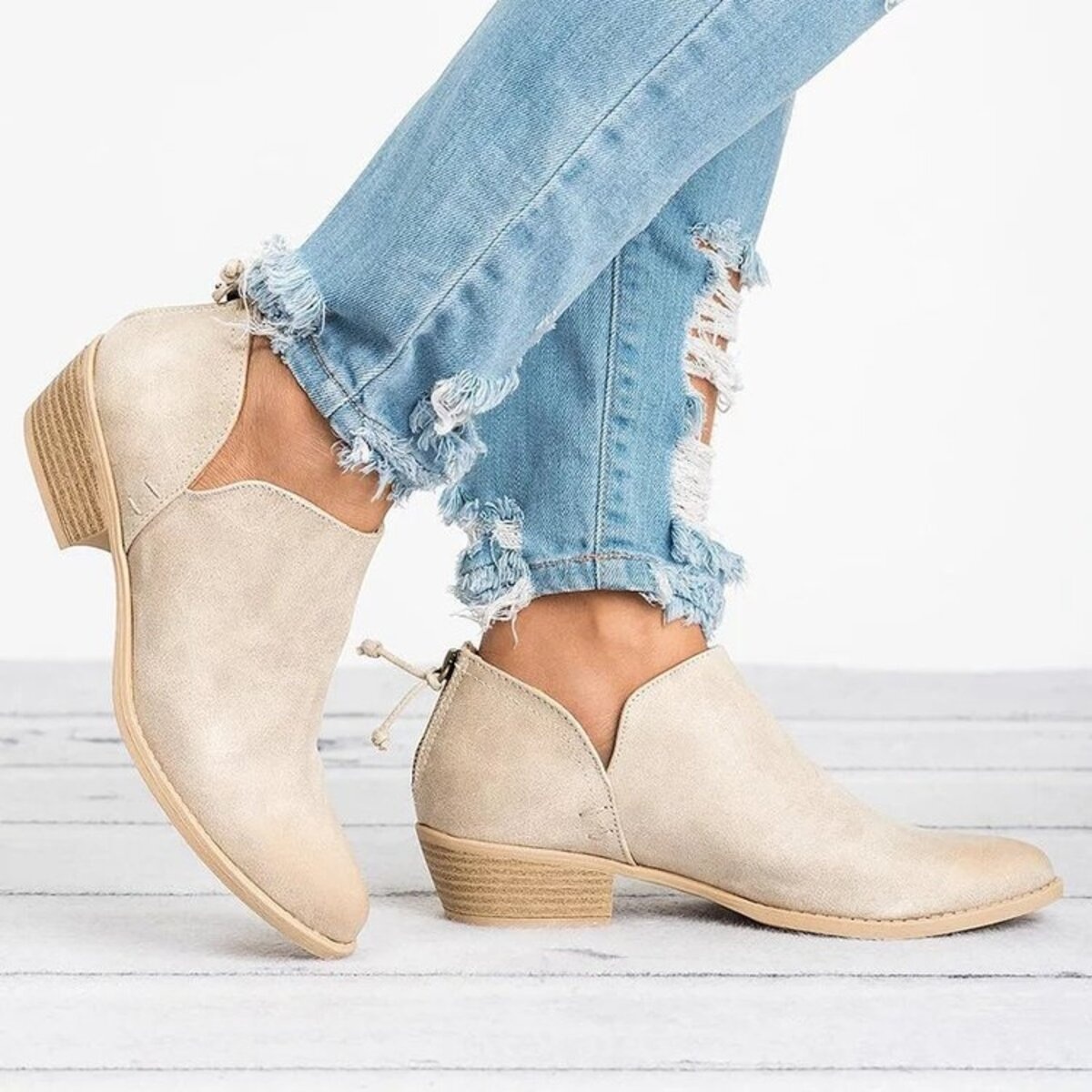 Point Toe Block Heels Boots