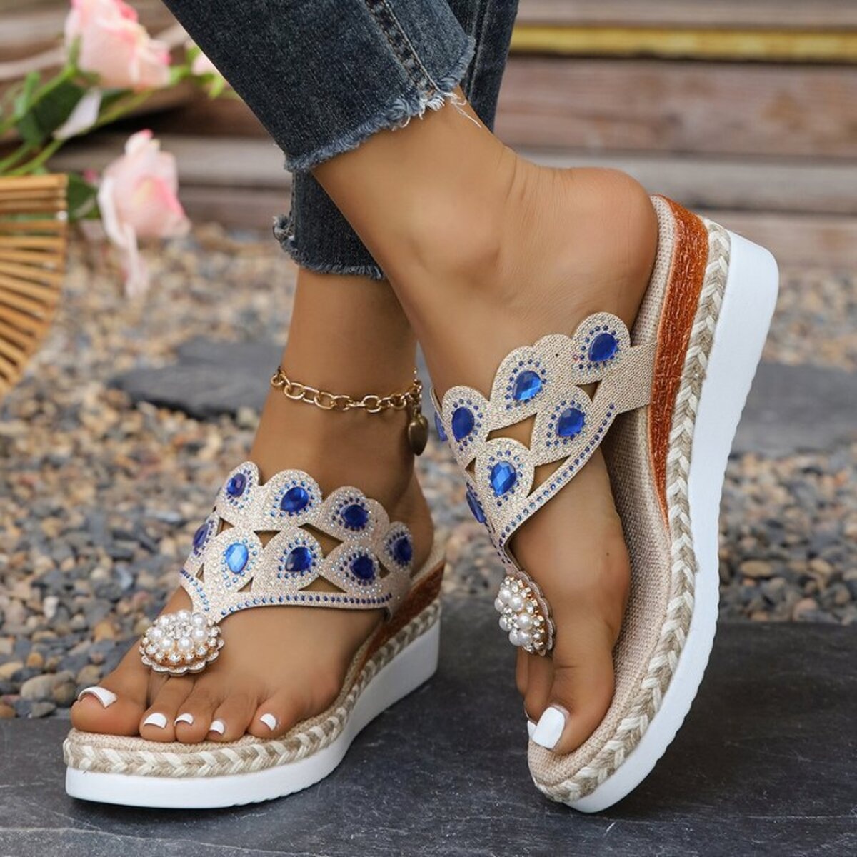 Toe Post Wedge Sandals