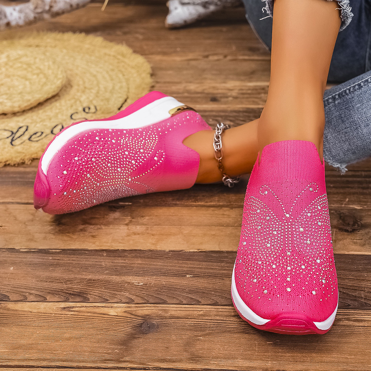 Rhinestone Wedge Sneakers