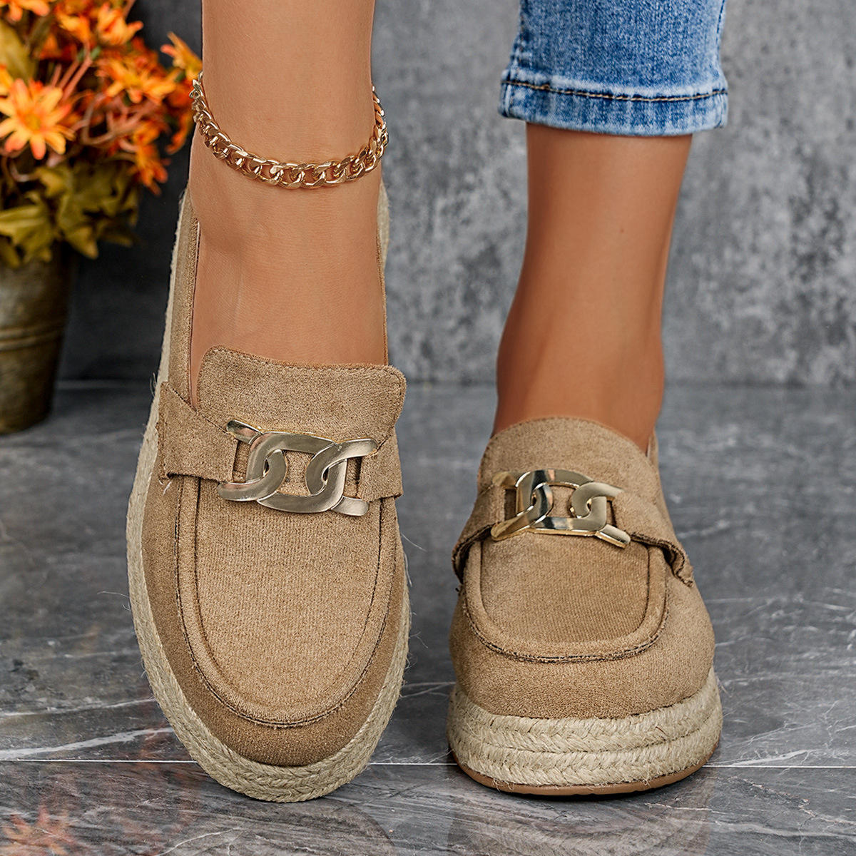 Round Toe Platform Slip-Ons