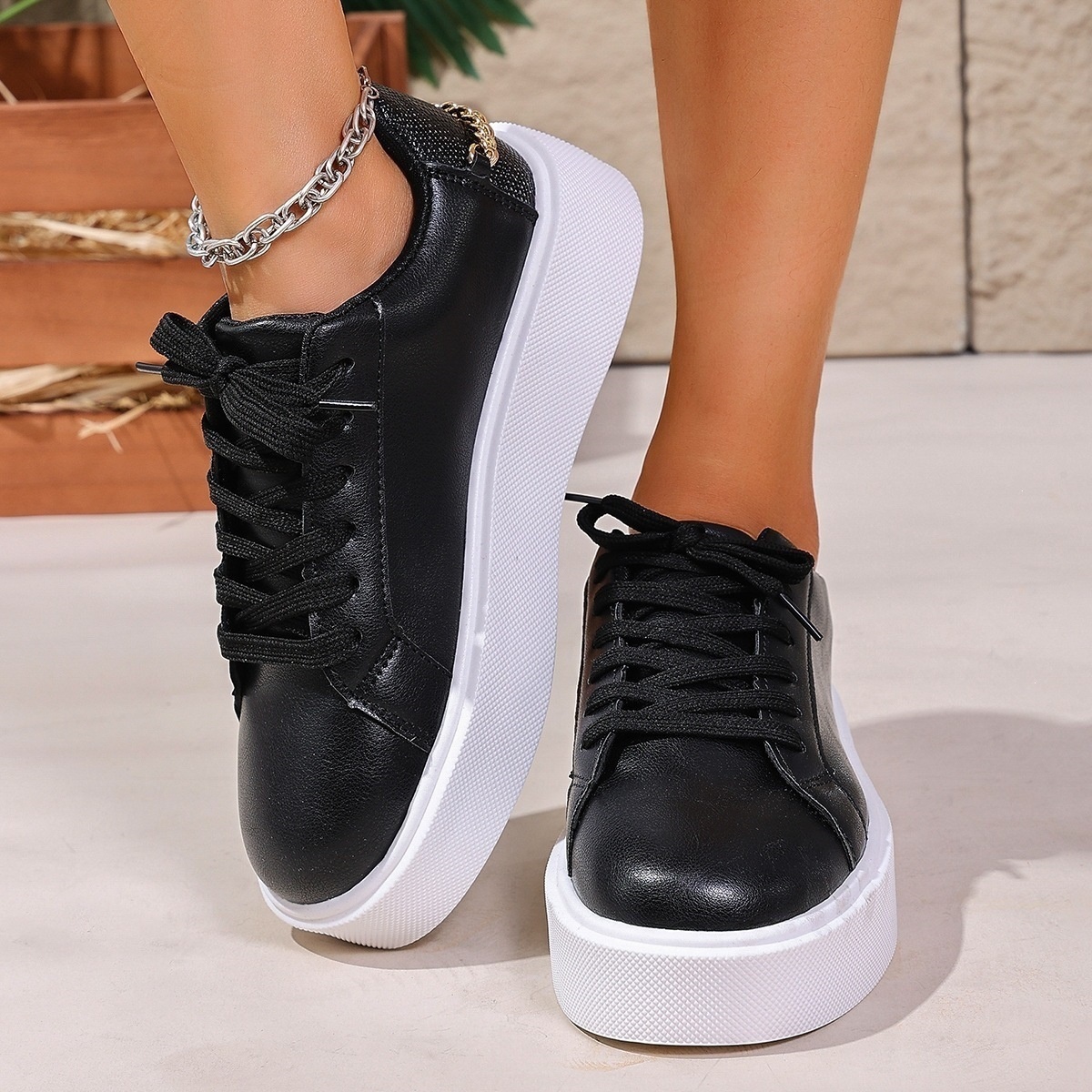 Round Toe Platform Sneakers