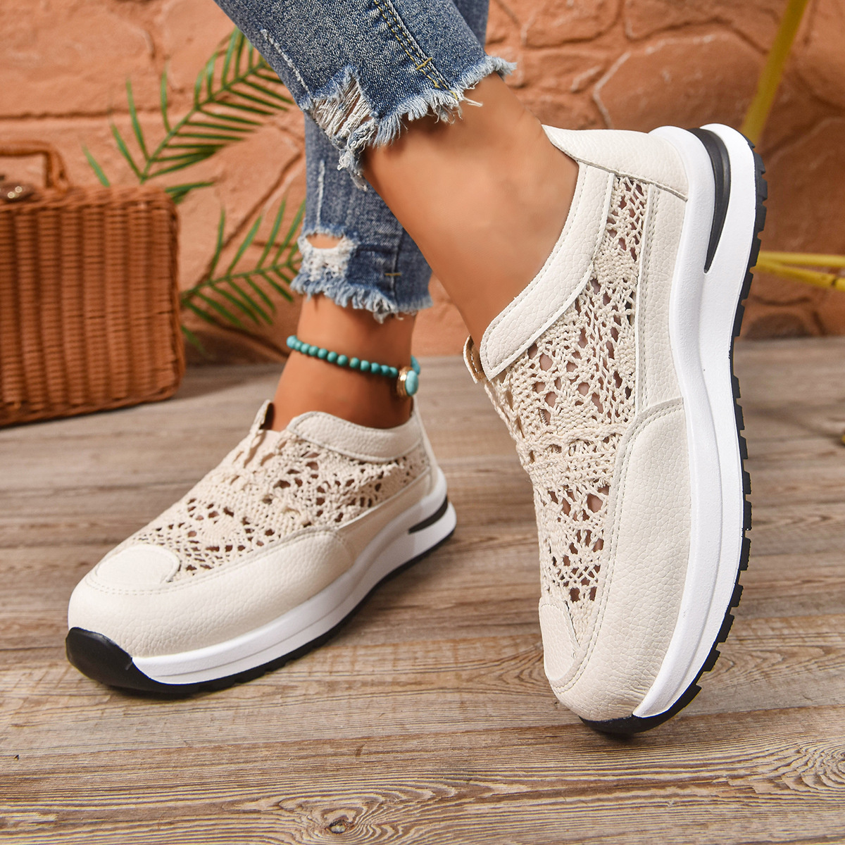 Breathable Round Toe Slip-Ons