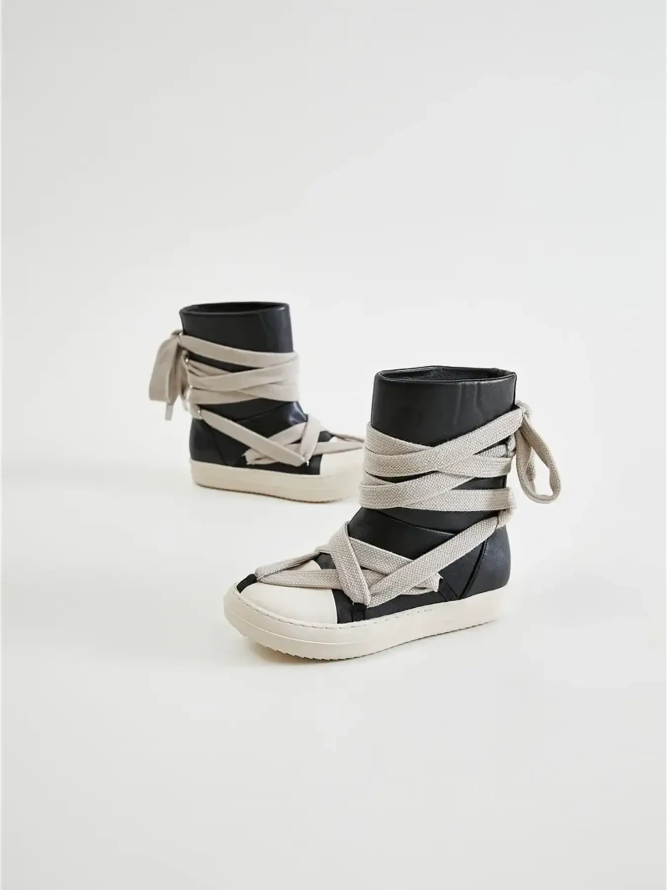 Lace-Up Round Neck Sneaker Boots