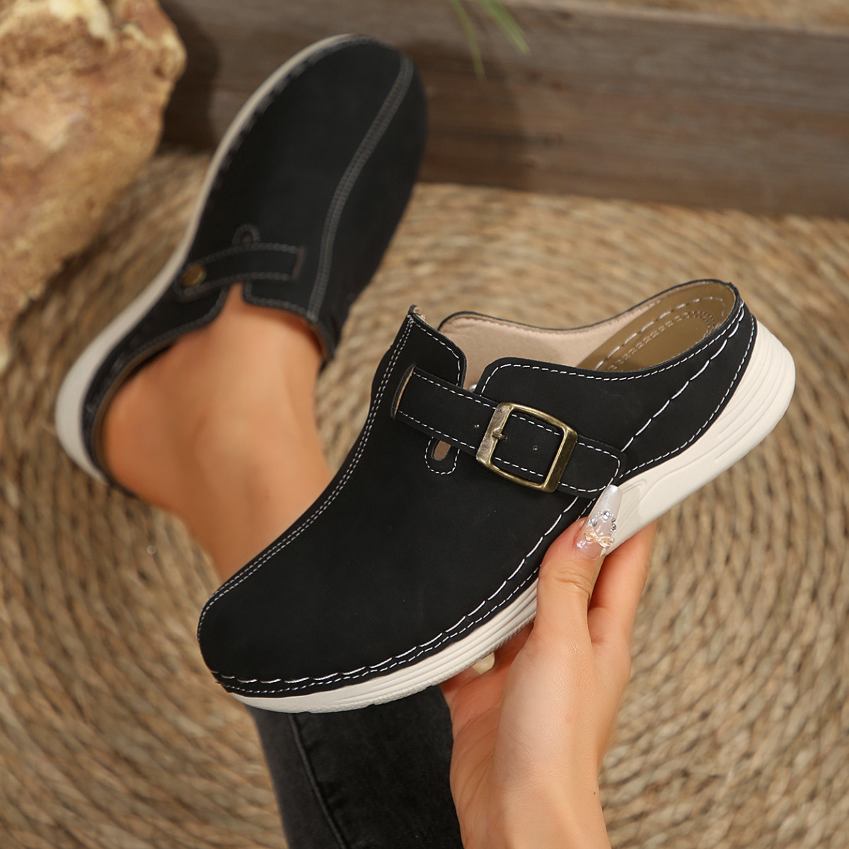 Buckle Accent Slip-Ons