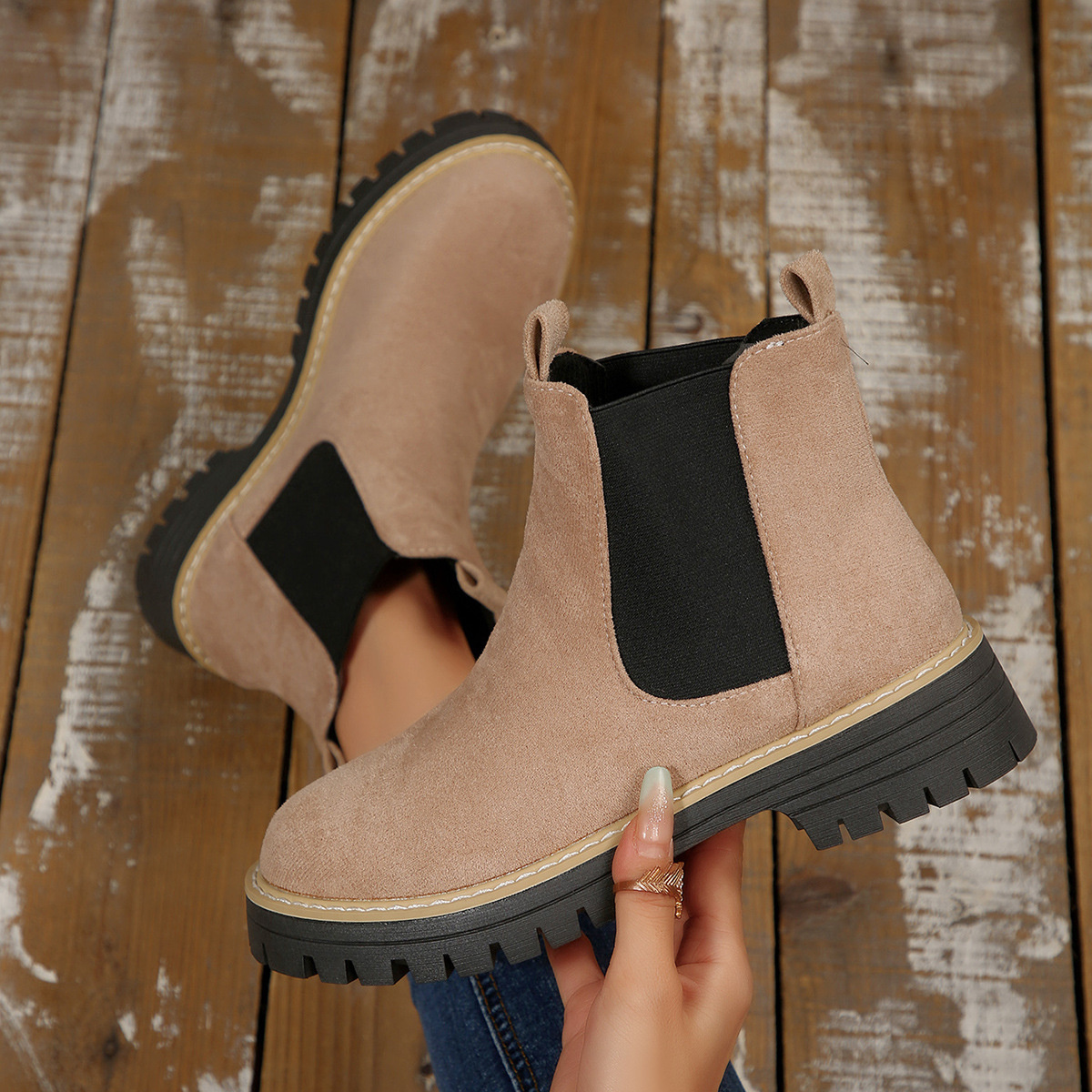 Round Toe Block Heels Boots