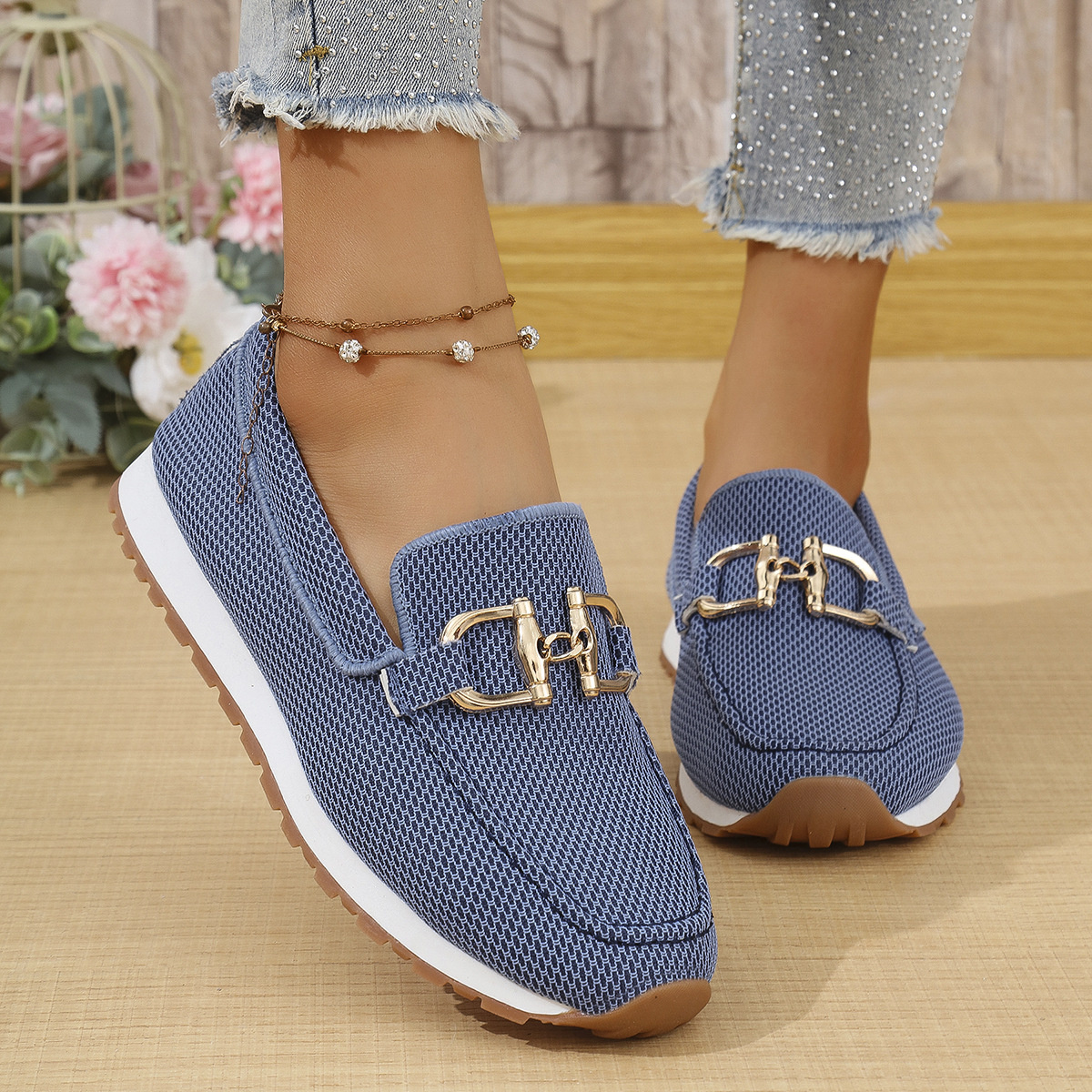 Mesh Round Toe Slip-Ons