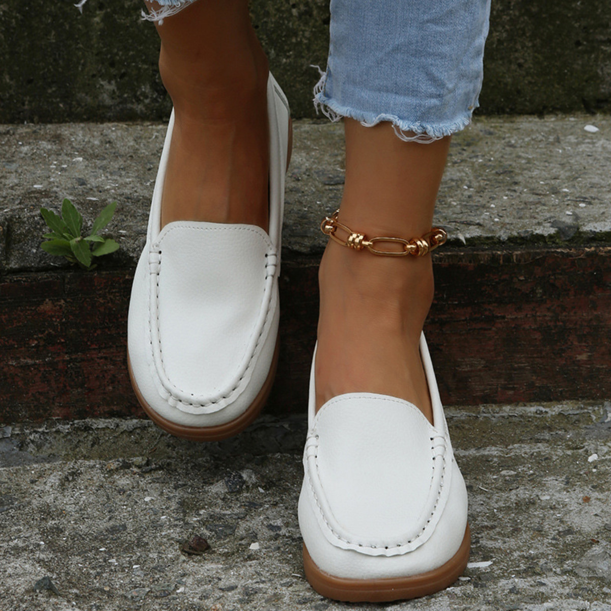 Round Toe Wedge Slip-Ons