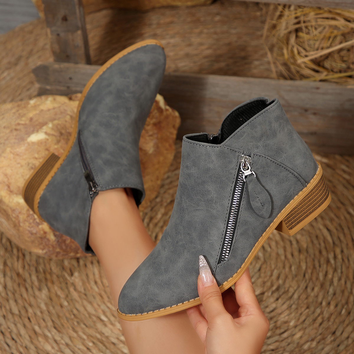 Block Heels Ankle Boots