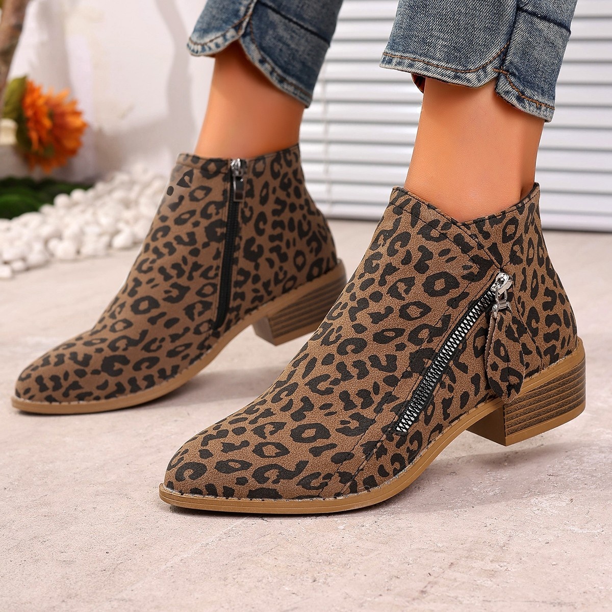 Point Toe Block Heels Boots
