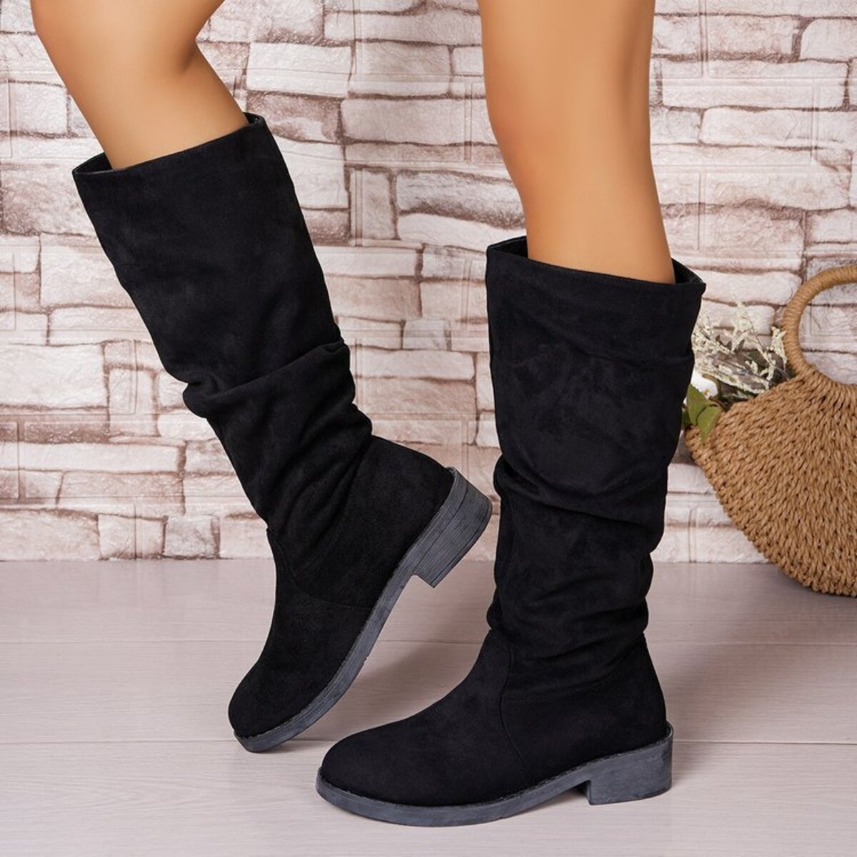 Round Toe Block Heels Boots