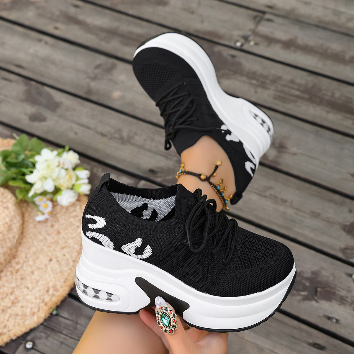 Round Toe Platform Sneakers