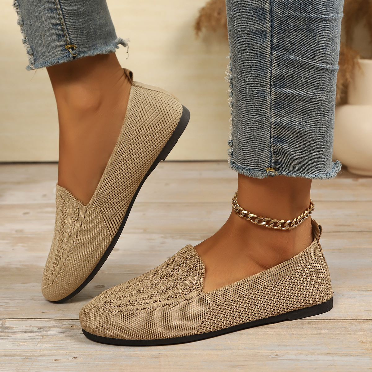 Breathable Knitted Slip-Ons