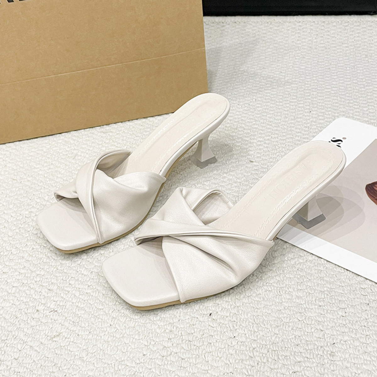Open Toe Twisted Slide Sandals