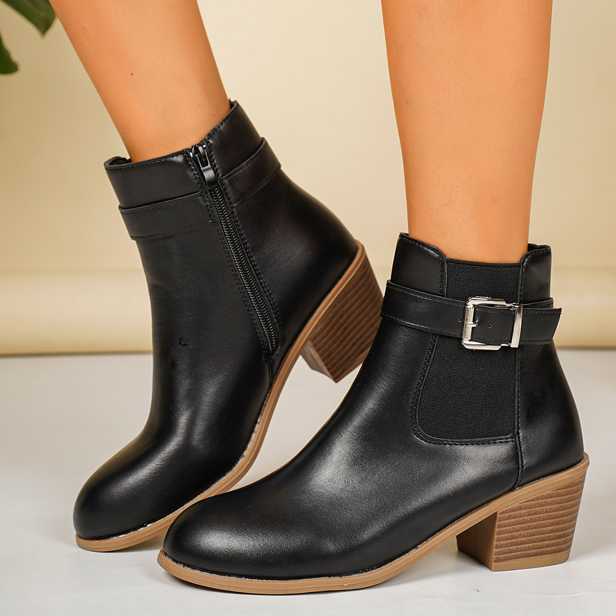 Point Toe Block Heels Boots