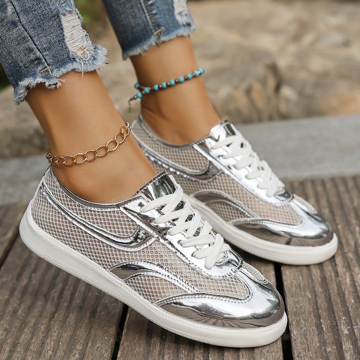 Mesh Lace Up Sneakers