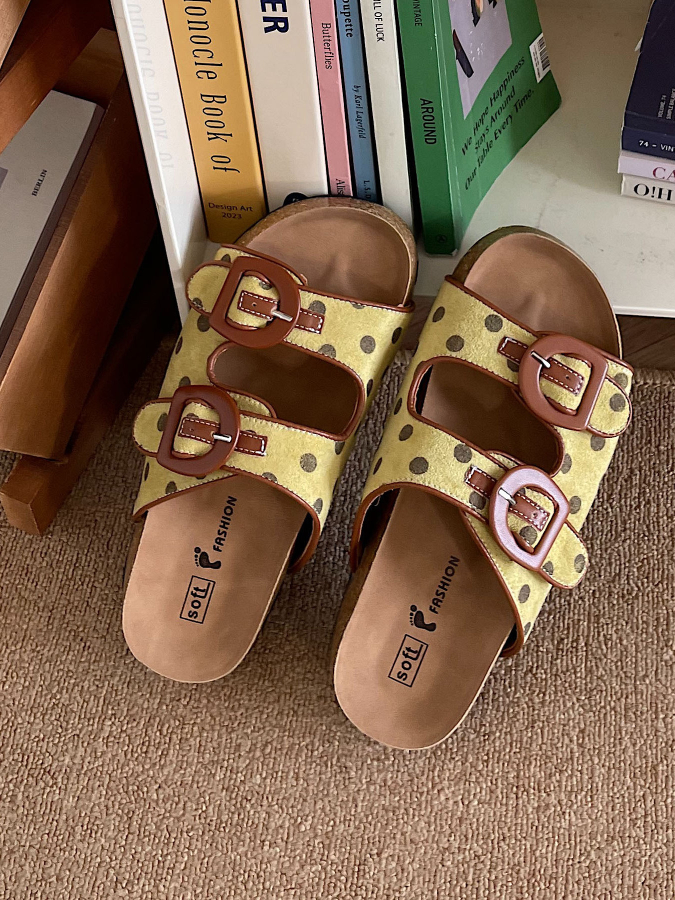 Polka Dot Double Buckle Comfort Sandals