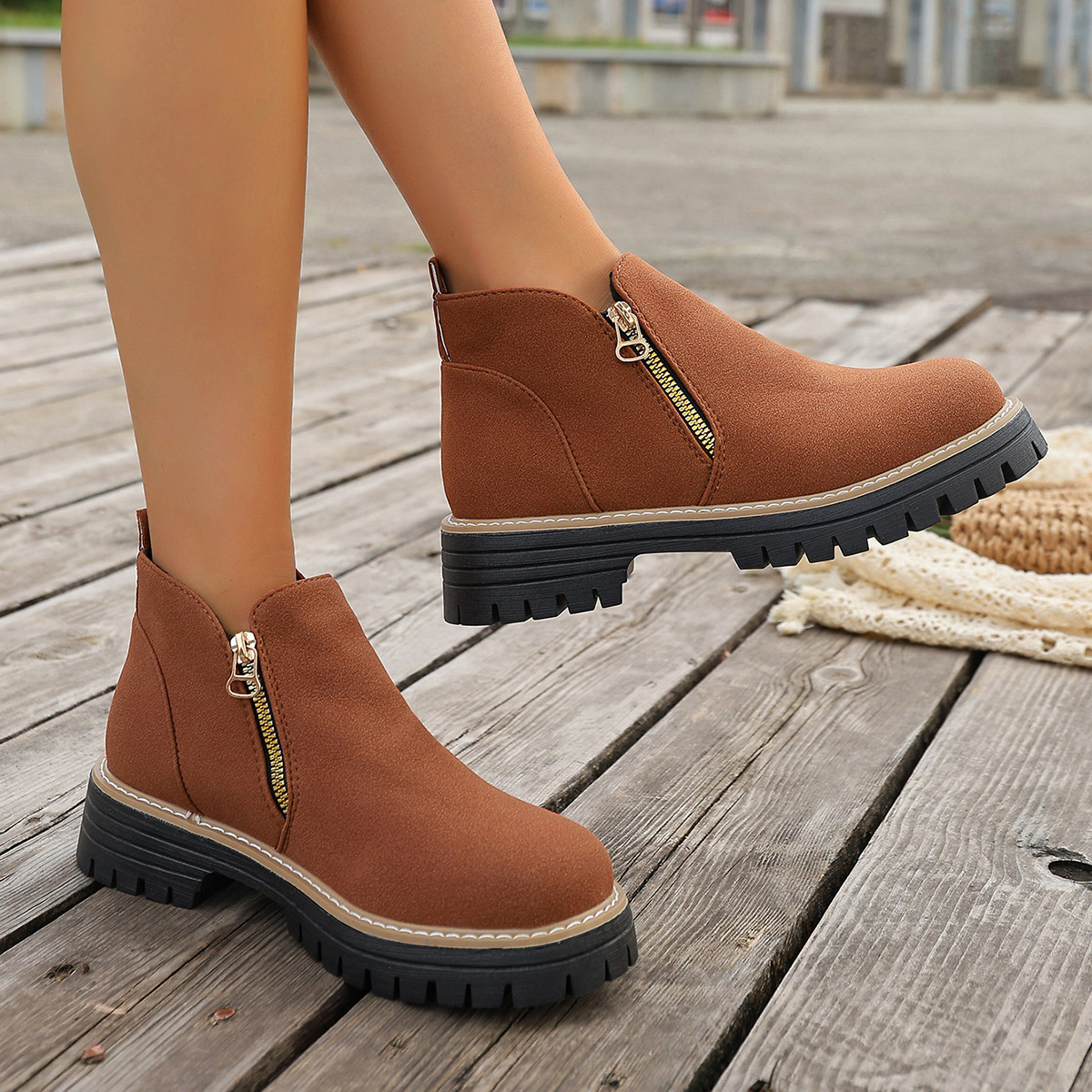 Side Zipper Ankle Boots