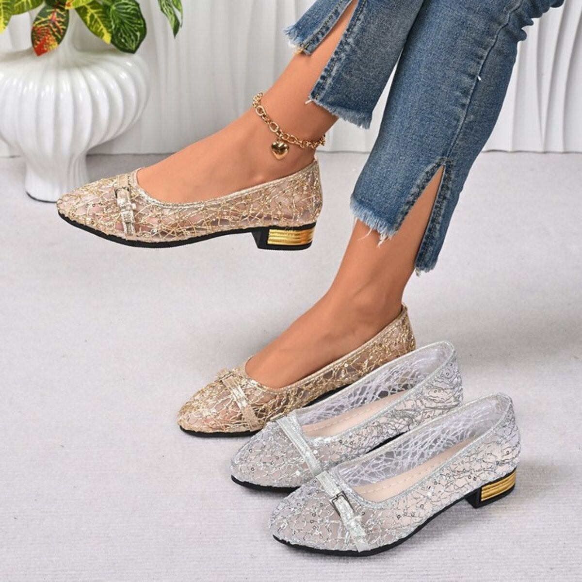 Point Toe Block Heels Loafers