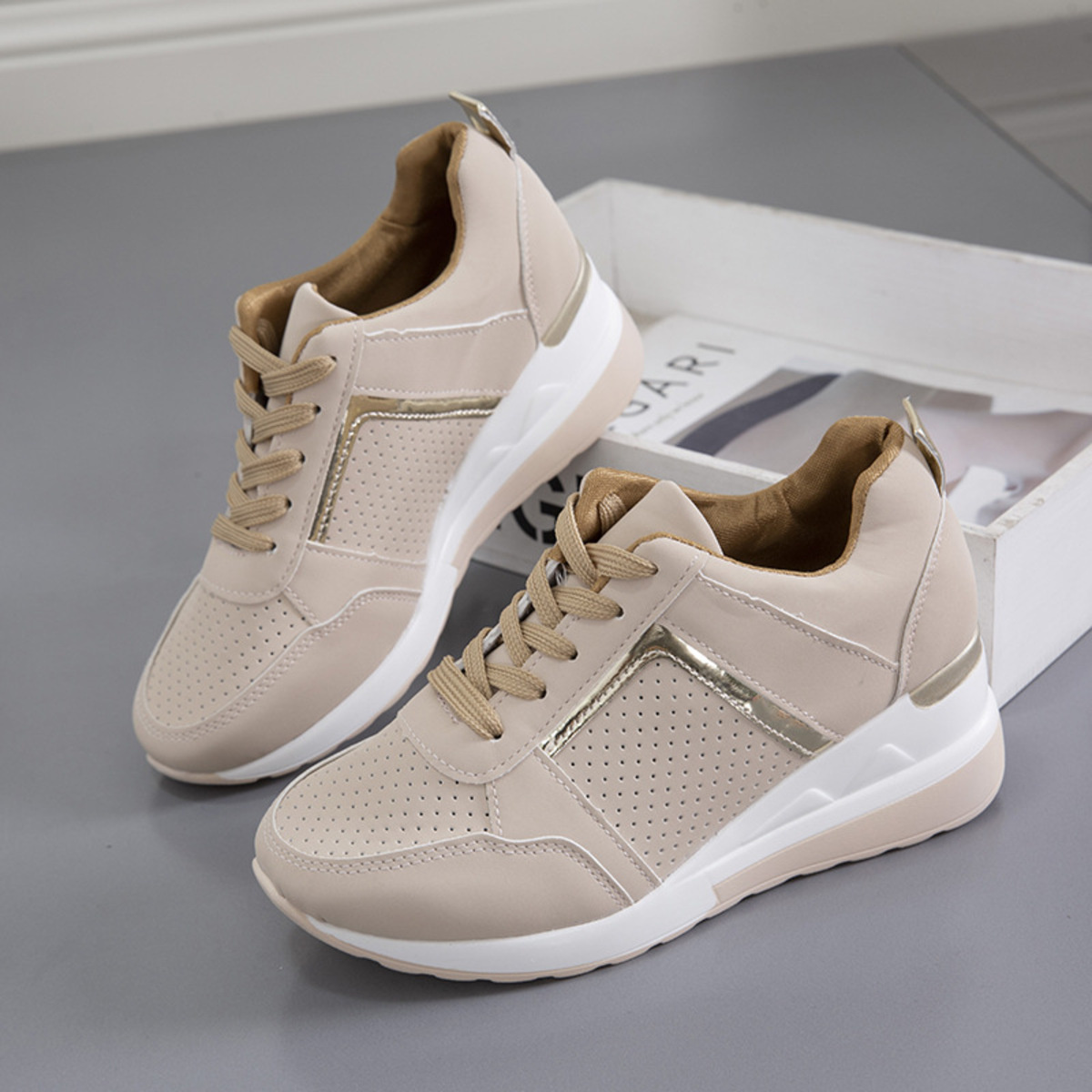 Lace Up Wedge Sneakers