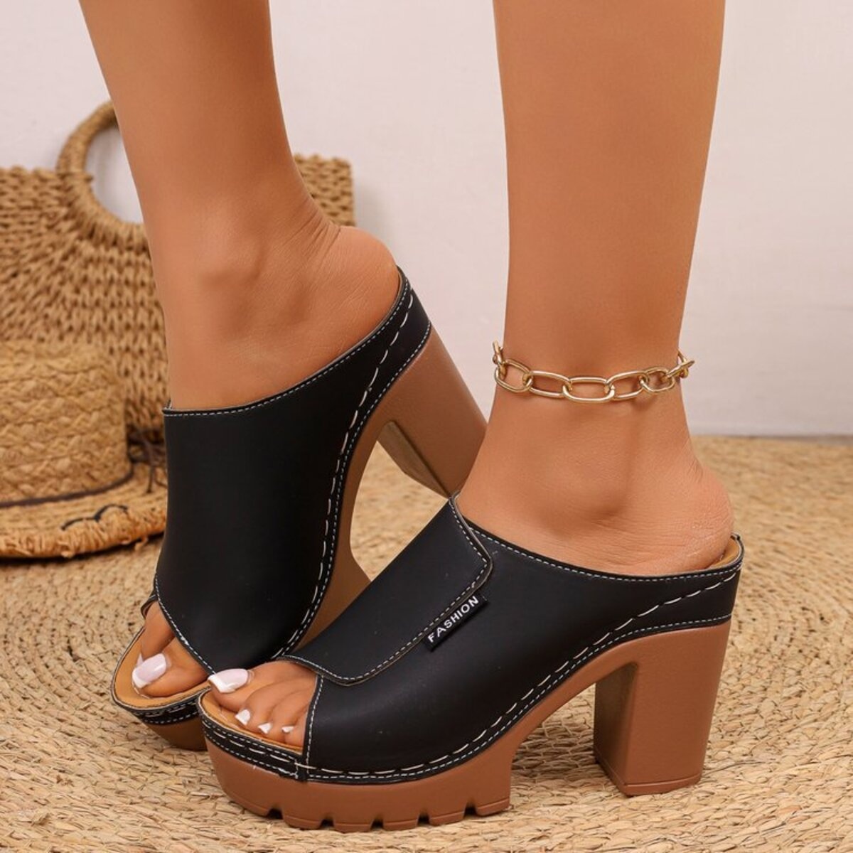 Open Toe Block Heels Sandals