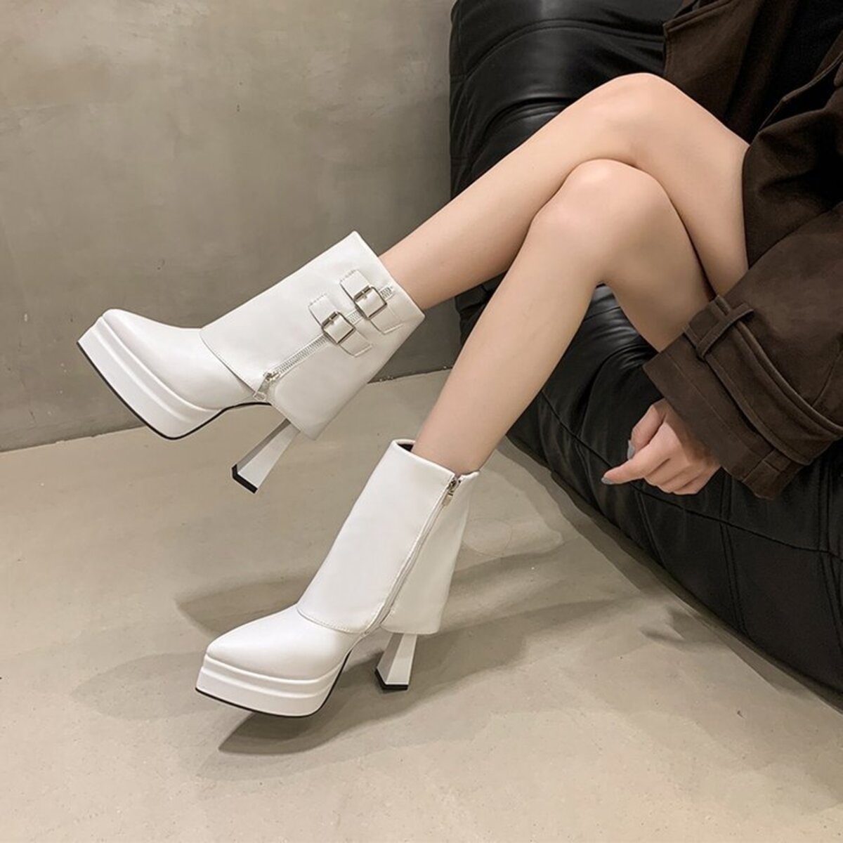 Point Toe Block Heels Boots