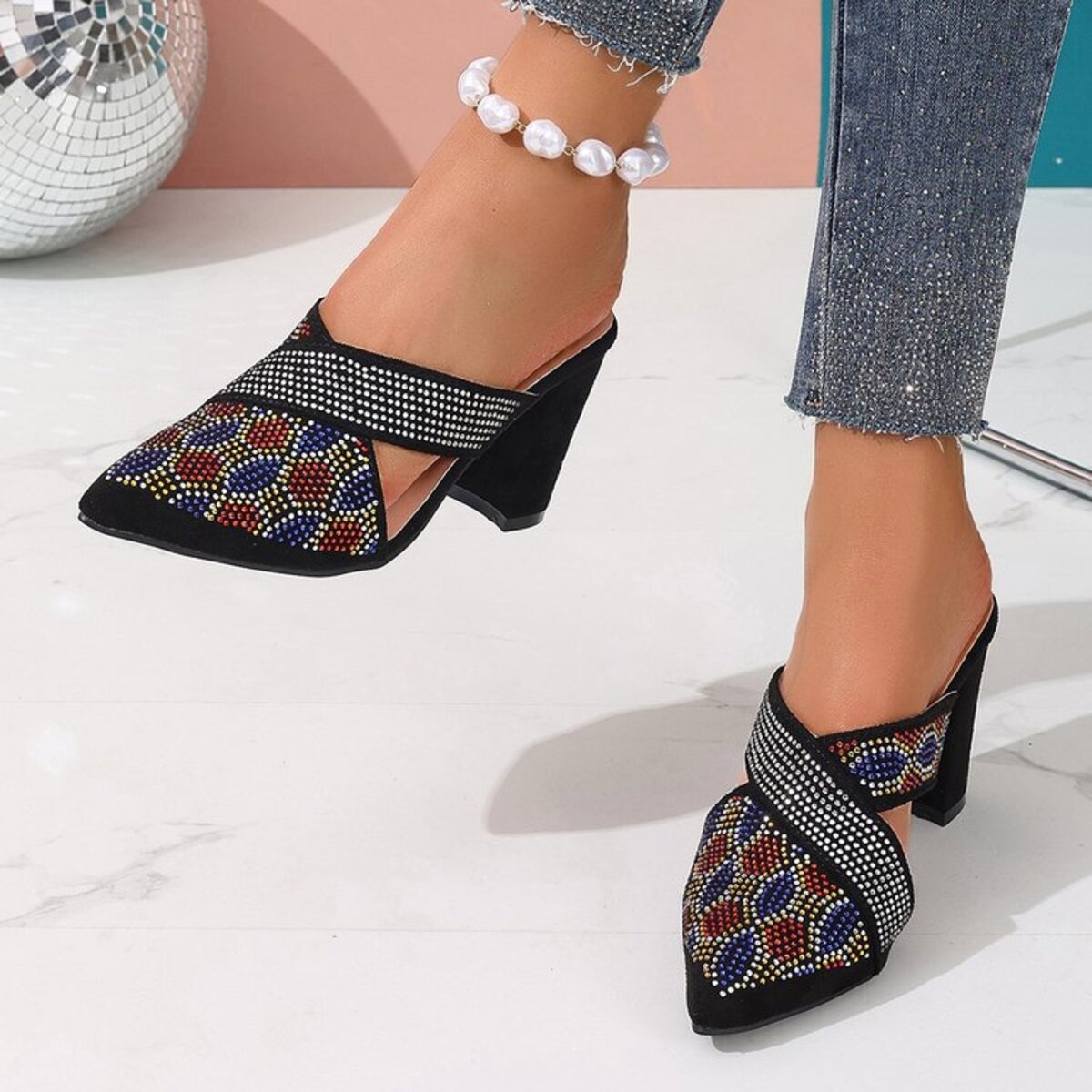 Point Toe Block Heels Sandals
