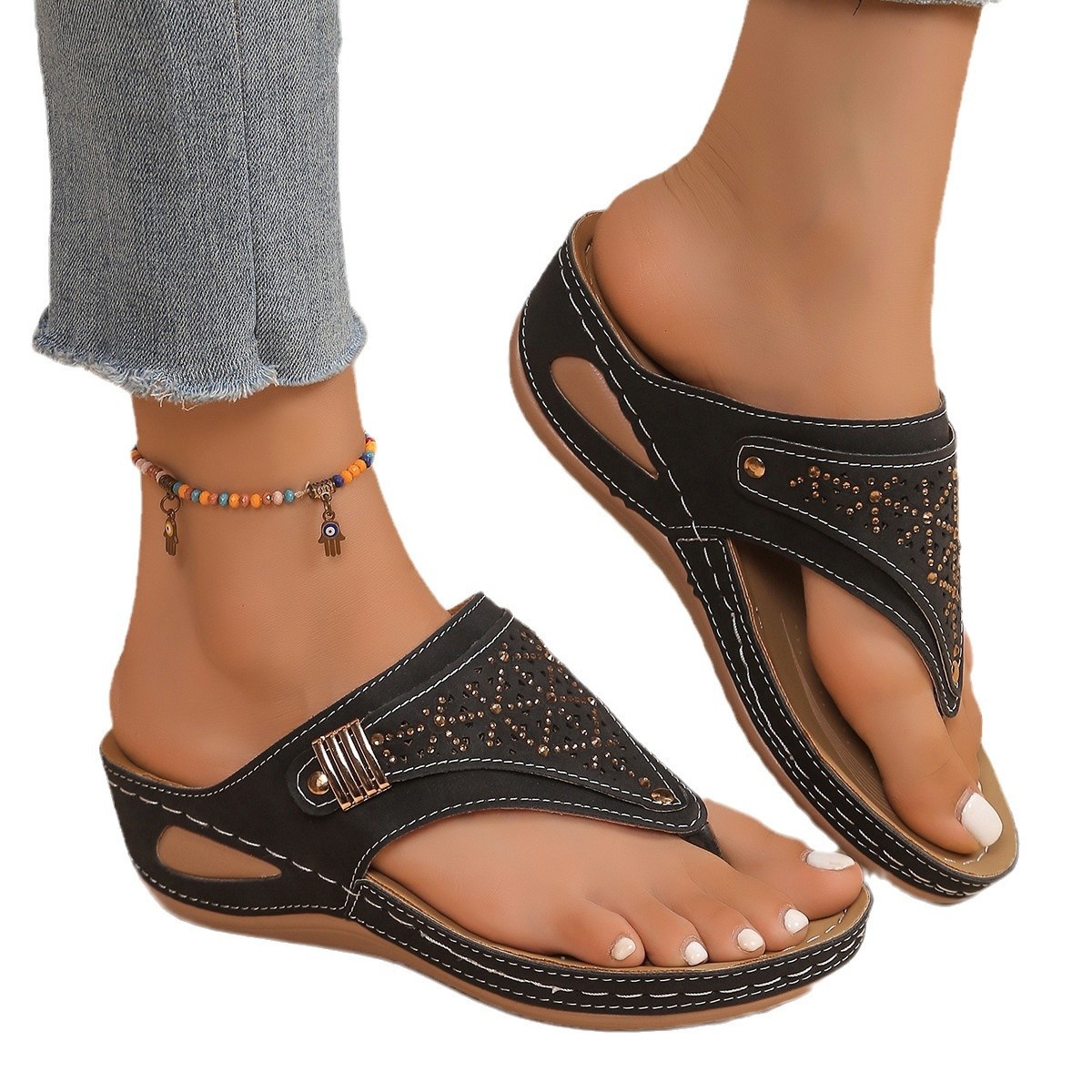 Toe Post Wedge Sandals