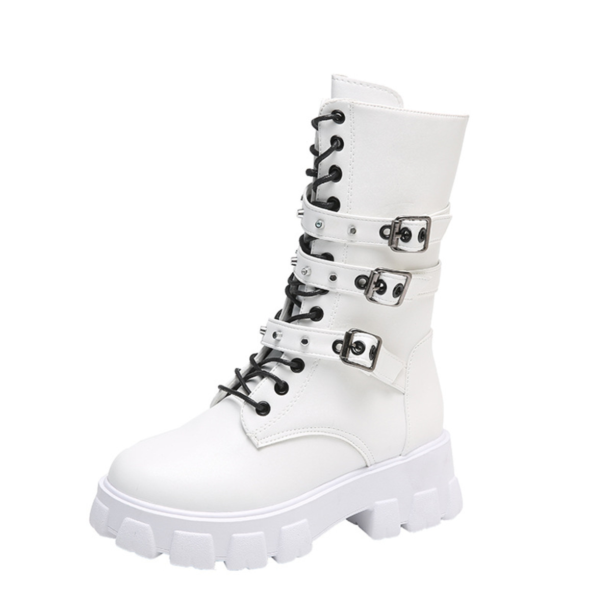 Buckled Lace-Up Combat Boots