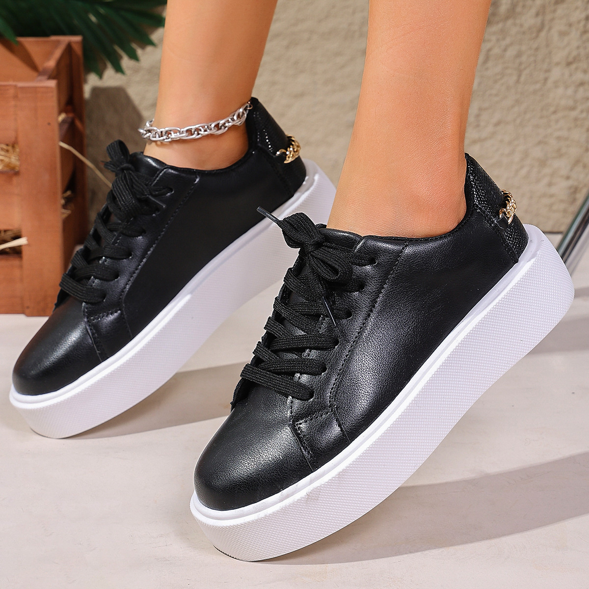 Round Toe Platform Sneakers