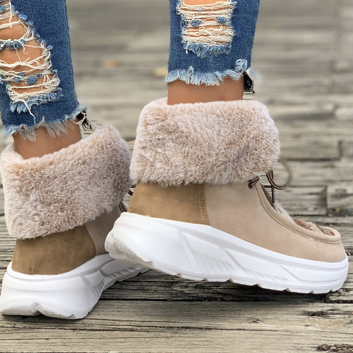 Warm Fur Lined Ankle Boots
