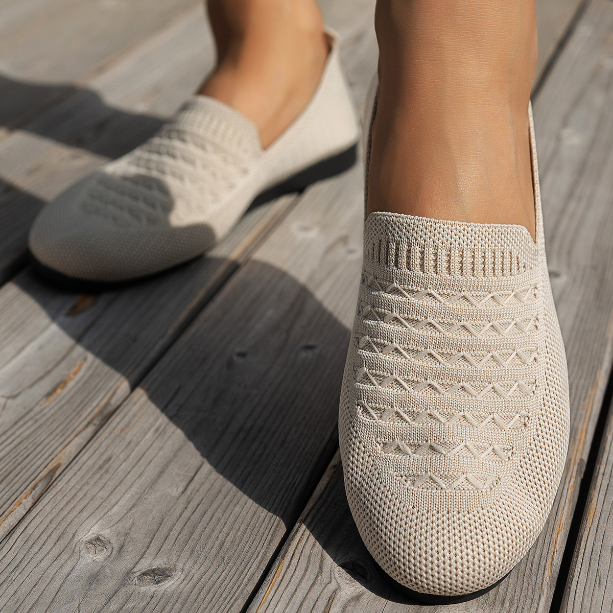 Breathable Knit Slip-On Loafers