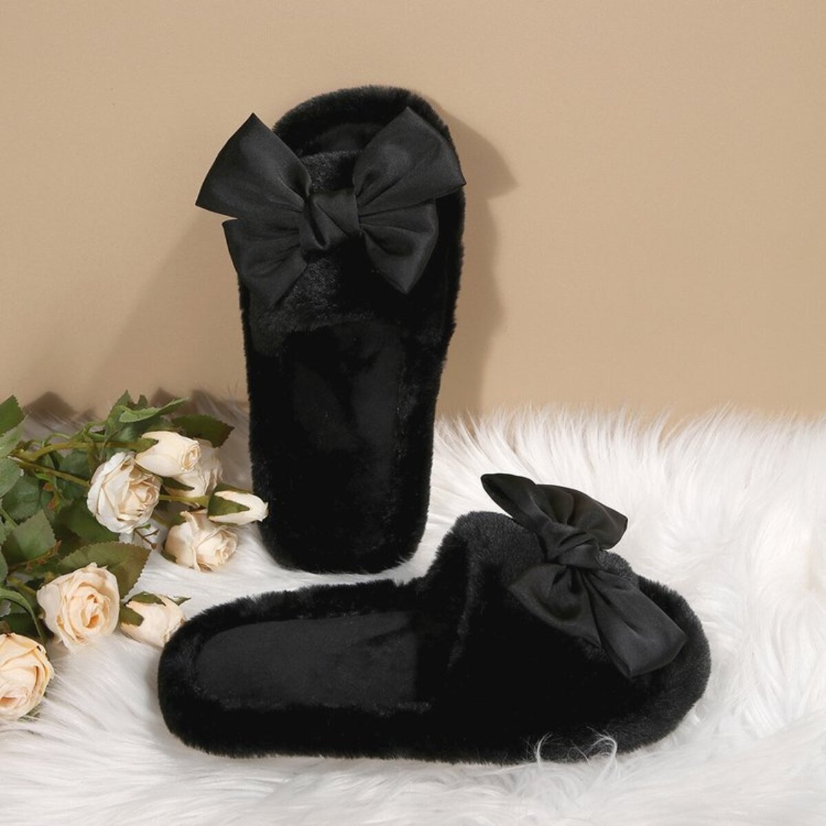 Bow Open Toe Flats Slippers