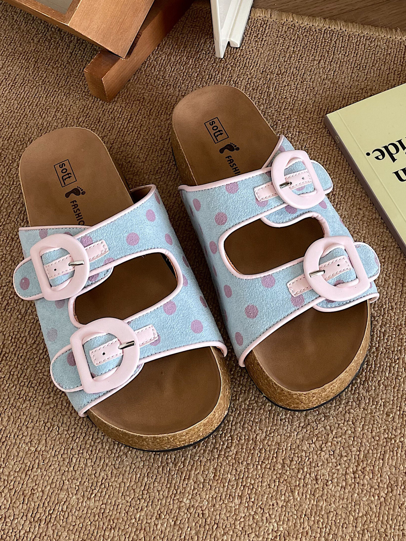 Polka Dot Double Buckle Comfort Sandals