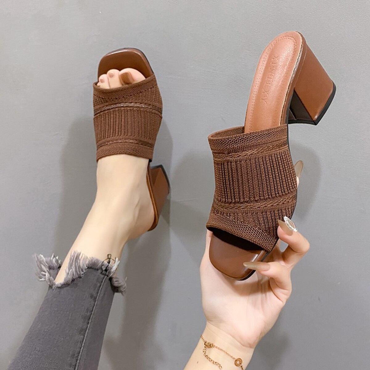 Open Toe Block Heels Sandals