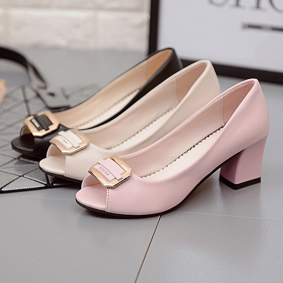 Peep Toe Block Heels Sandals