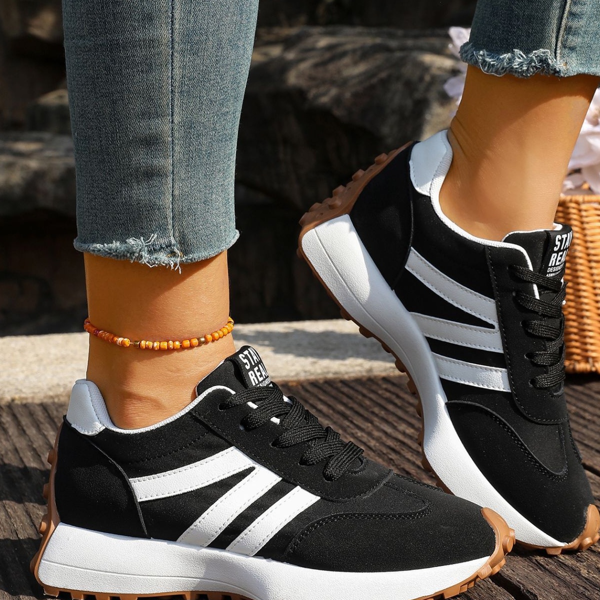 Round Toe Lace Up Sneakers