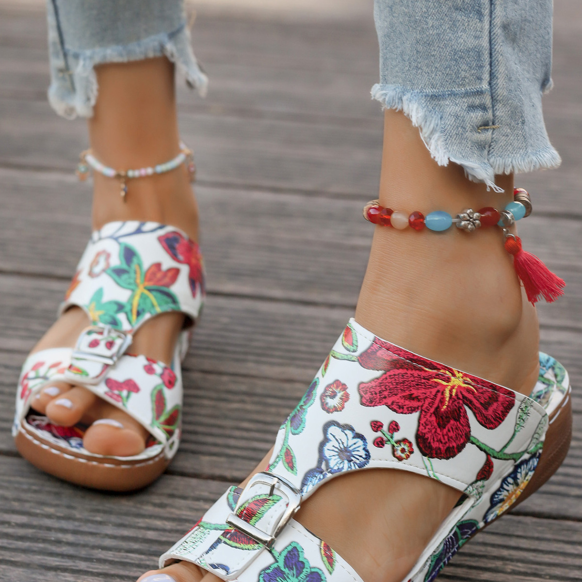 Buckle Decor Open Toe Sandals