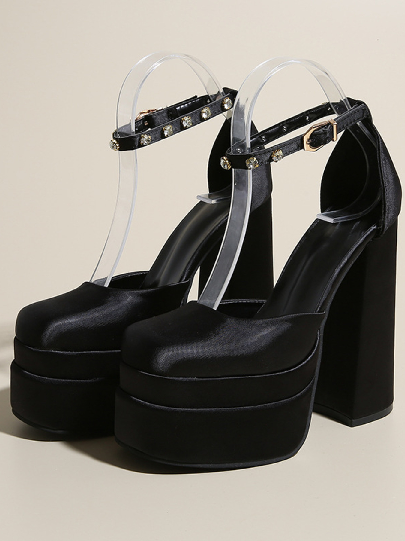 Platform High Heel Ankle Strap Pumps