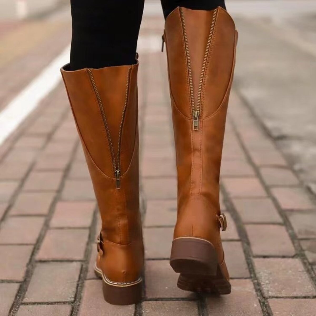 Round Toe Block Heels Boots