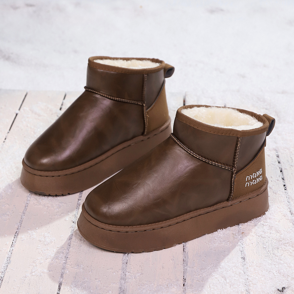 Faux-Fur Platform Ankle Boots